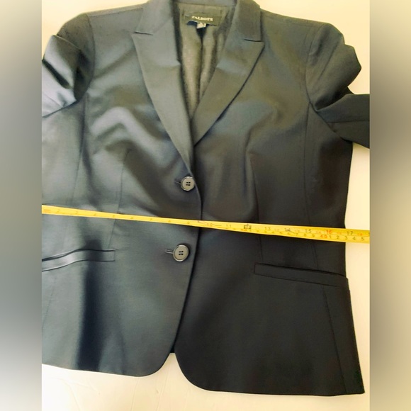 Talbots black 87% fine wool 2 Pc pants suit short blazer & straight pants US 8 - Picture 15 of 16